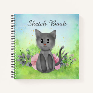 Adorable Grey Baby Cat Sketch Book For Kids