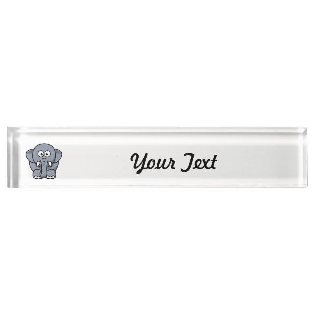Adorable Grey Elephant Nameplate (Front)