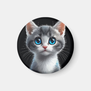 Adorable Grey Kitten With Striking Blue Eyes Magnet