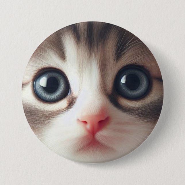 Adorable Grey White Kitten With Blue Eyes 7.5 Cm Round Badge (Front)