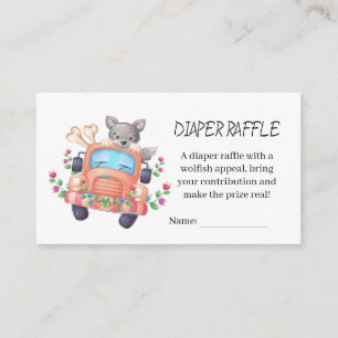 Adorable Grey Wolf Baby Shower Diaper Raffle Enclo Enclosure Card