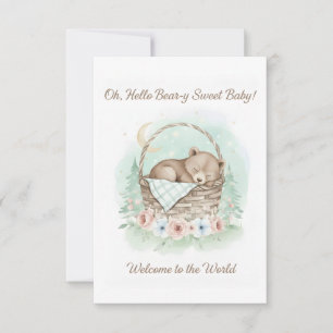 Adorable, grizzly bear cub Baby Shower Thank You Card