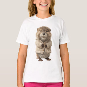 Adorable Groundhog in Knitted Cardigan T-Shirt