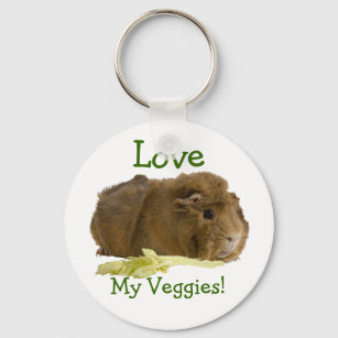 Adorable Guinea Pig Eating Celery Photography Key Ring