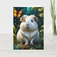 Adorable Guinea Pig in Forest with Butterfly Blank