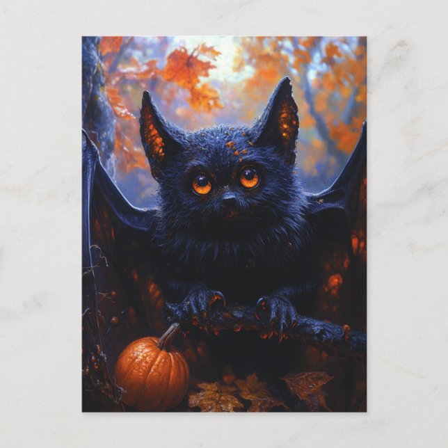 Adorable Halloween Bat Postcard (Front)