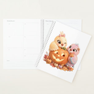 Adorable Halloween Birds & Carved Pumpkin Planner
