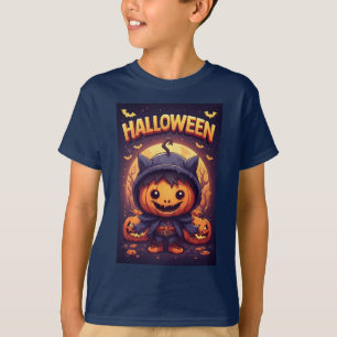Adorable Halloween Character In Pumpkin Outfit T-Shirt