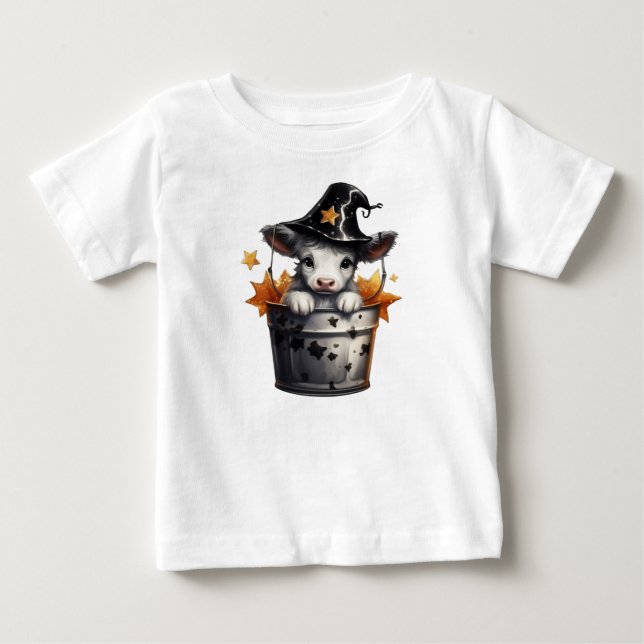 ADORABLE HALLOWEEN COW IN A BUCKET BABY T-Shirt (Front)