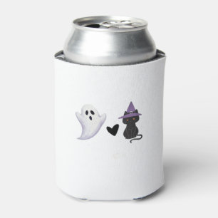 Adorable Halloween Duo Friendly Ghost and Black Ca Can Cooler