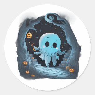 Adorable Halloween Ghost - Spooky Cute Ghost Costu Classic Round Sticker