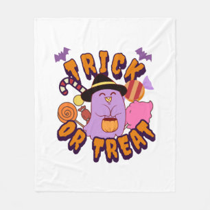 Adorable Halloween Ghost Trick or Treat Fleece Blanket