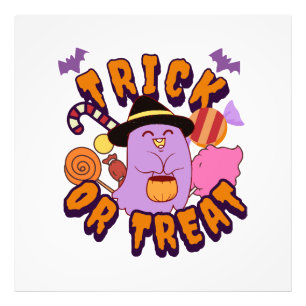 Adorable Halloween Ghost Trick or Treat Photo Print