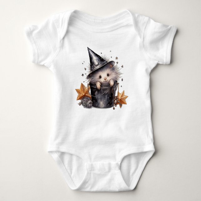 ADORABLE HALLOWEEN HEDGEHOG IN A BUCKET BABY BODYSUIT (Front)