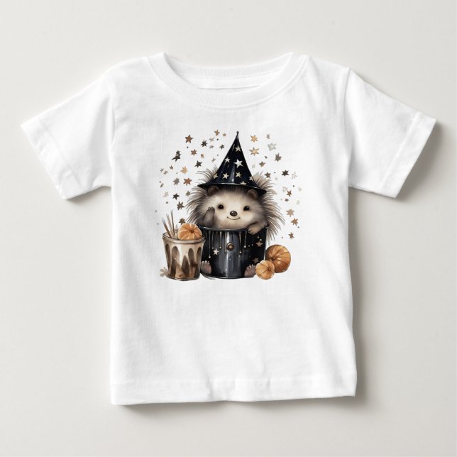 ADORABLE HALLOWEEN HEDGEHOG IN A BUCKET BABY T-Shirt (Front)