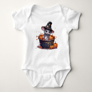 ADORABLE HALLOWEEN MOUSE IN A BUCKET BABY BODYSUIT