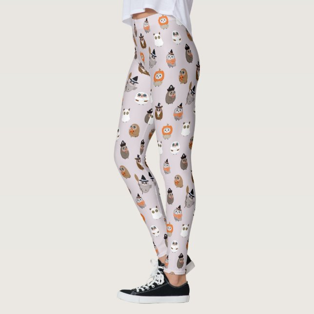 Adorable Halloween Owls Pattern Leggings (Left)