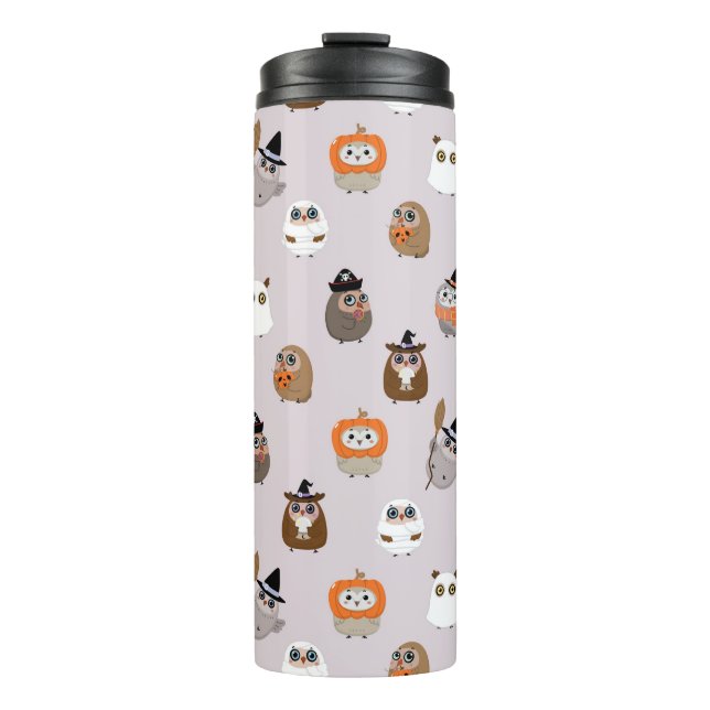 Adorable Halloween Owls Pattern Thermal Tumbler (Front)