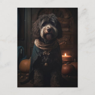 Adorable Halloween Poodle Type Dog Postcard