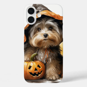 ADORABLE HALLOWEEN PUPPY DOG WITH PUMPKINS iPhone 16 PLUS CASE