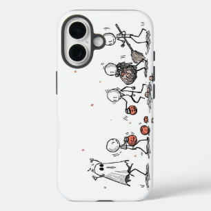 Adorable Halloween Stick Figure Scene iPhone 16 Case