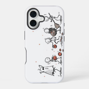 Adorable Halloween Stick Figure Scene iPhone 16 Case