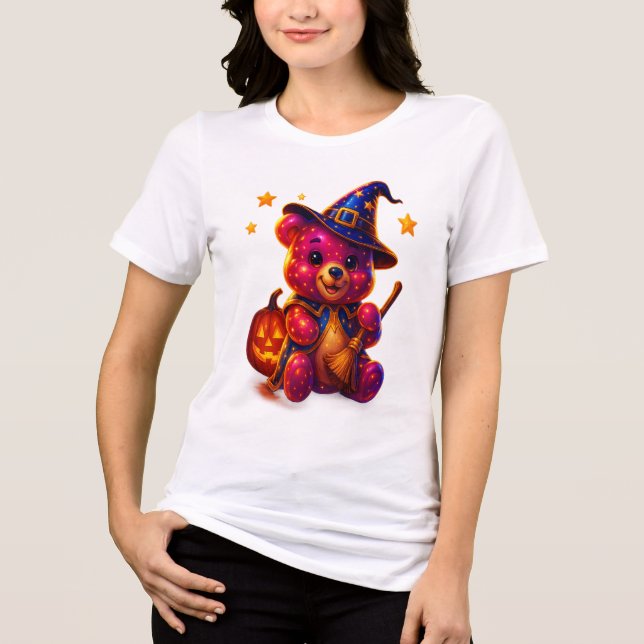 Adorable Halloween Teddy Witch Tri-Blend Shirt (Front)
