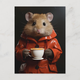 Adorable Hamster With Peanut Butter in a Mug Postcard