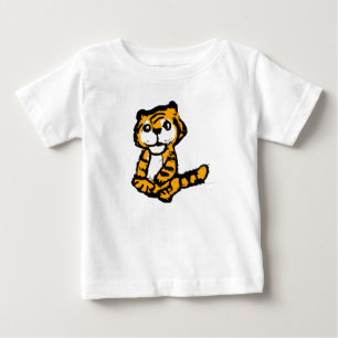 Adorable Hand-Drawn Baby Tiger Cartoon Kids T-Shir T-Shirt