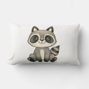 Adorable Hand-Drawn Racoon Illustration Lumbar Cushion
