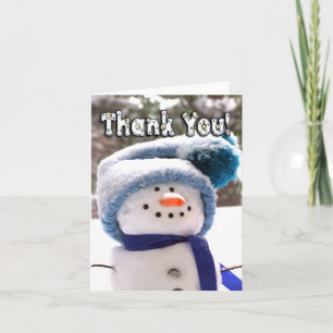 Adorable Handmade Snowman Thank You Note Card