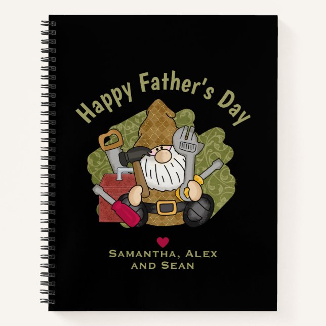 Adorable Handyman & Carpenter Garden Gnome Notebook (Front)