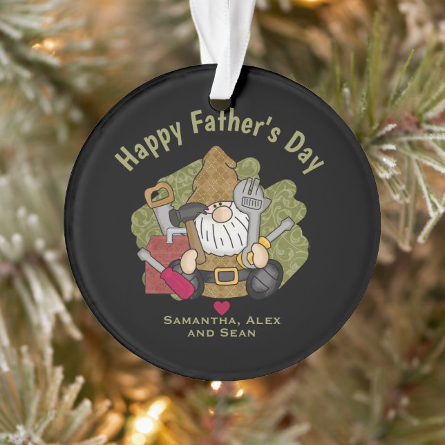 Adorable Handyman & Carpenter Garden Gnome Ornament (Tree)