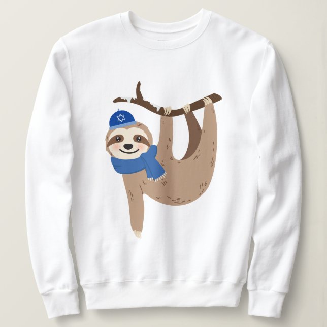 Adorable Hanukkah Sloth Sweatshirt (Design Front)