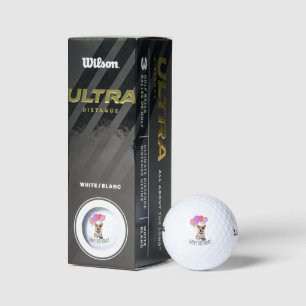 Adorable 'Happy Birthday' Pink Corgi Birthday Gift Golf Balls