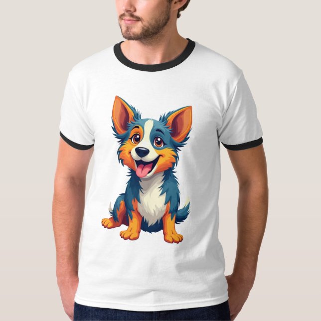 Adorable Happy Dog Graphic Tee – Playful Puppy Art (Front)