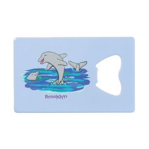 Adorable happy dolphins cartoon illustration
