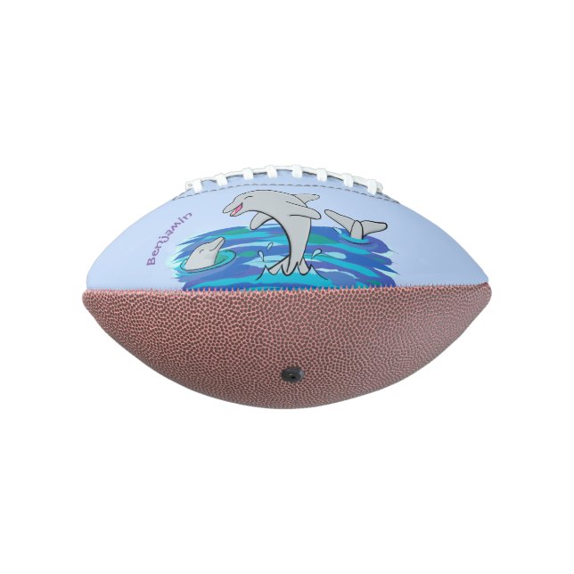 Adorable happy dolphins cartoon illustration football (Rotated 270)