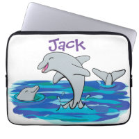 Adorable happy dolphins cartoon illustration