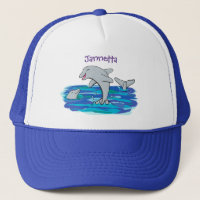 Adorable happy dolphins cartoon illustration
