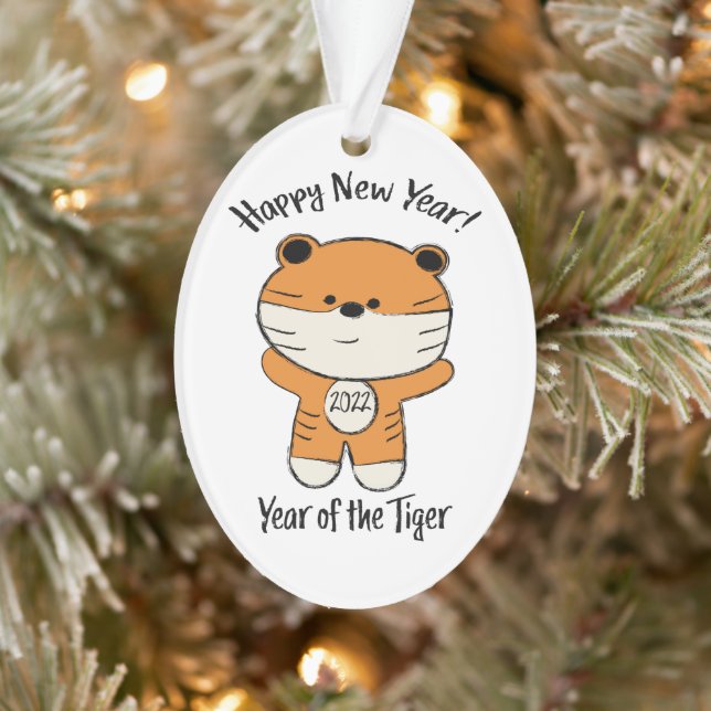 Adorable Happy New Year 2022 Year of the Tiger Ornament (Tree)