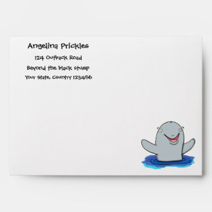 Adorable happy porpoise cartoon illustration envelope