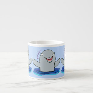 Adorable happy porpoise cartoon illustration espresso cup