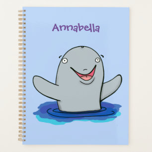 Adorable happy porpoise cartoon illustration planner