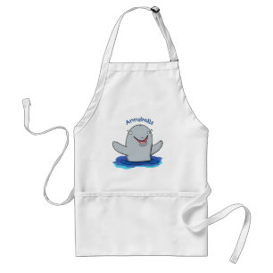 Adorable happy porpoise cartoon illustration standard apron