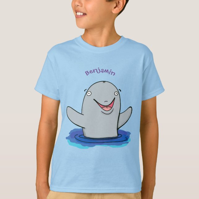 Adorable happy porpoise cartoon illustration T-Shirt (Front)