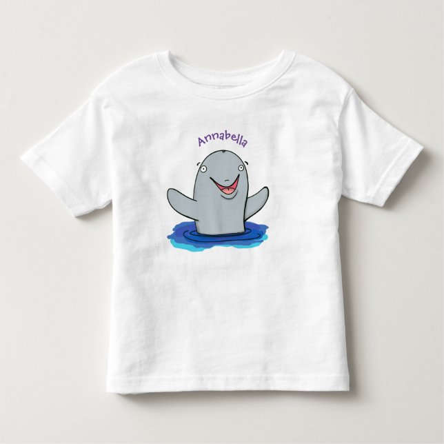 Adorable happy porpoise cartoon illustration toddler T-Shirt (Front)