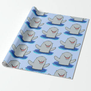 Adorable happy porpoise cartoon illustration wrapping paper