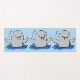 Adorable happy porpoise cartoon illustration yoga mat