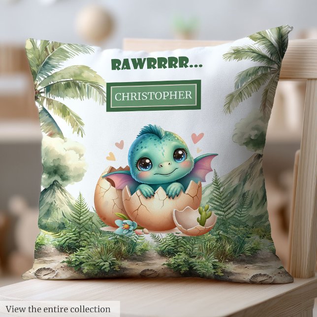 Adorable Hatching Soon Baby Dinosaur Custom Pillow (Adorable Hatching Soon Baby Dinosaur Custom Pillow)